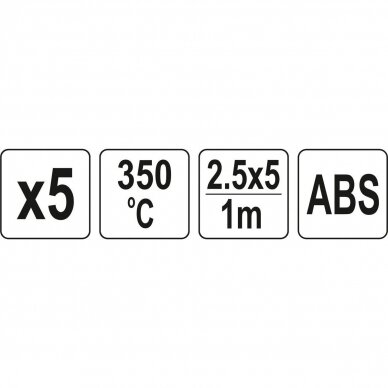 Welding plastic rods set (5pcs) (ABS terpolymer) 2.5x5mm 5х1m 2