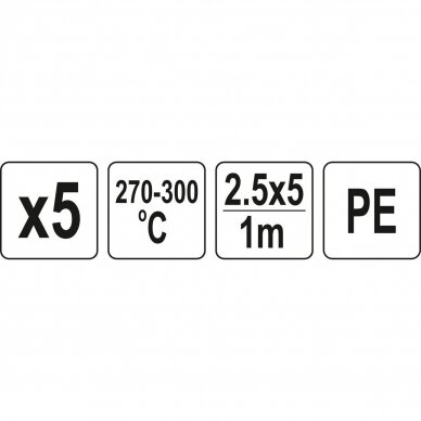 Plastiko suvirinimo juostų rinkinys (5vnt) (PE polietilenas) 2.5x5mm 5х1m 2