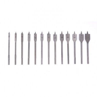 Flat blade feather drill set for wood 13pcs, 6-25mm