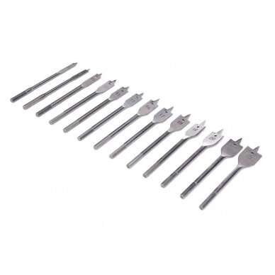 Flat blade feather drill set for wood 13pcs, 6-25mm 4