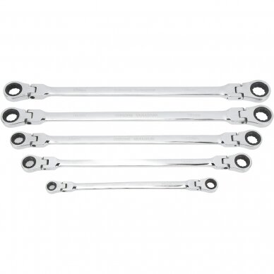 Flex head gear wrenches set extra long 5pcs (8-19mm)