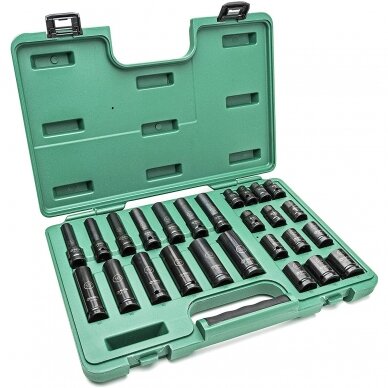 1/2" Dr. Thin wall standard & deep impact socket set (10-24mm)(26pcs)