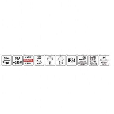 Prailgintuvas su automatine rite 10m 3Gx1.5mm² 250V 2