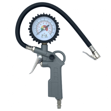 Tire inflating gun with manometer