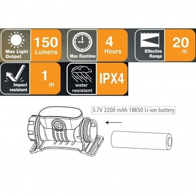 COB rechargeable head lamp with sensor 1