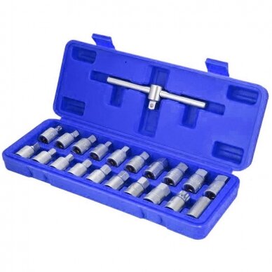 Oil drain plug key set, 21pcs