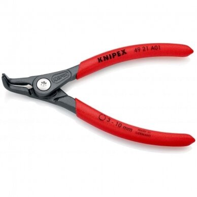 Replės išoriniams žiedams. Lenktos 130mm (Ø3-10mm) KNIPEX 2