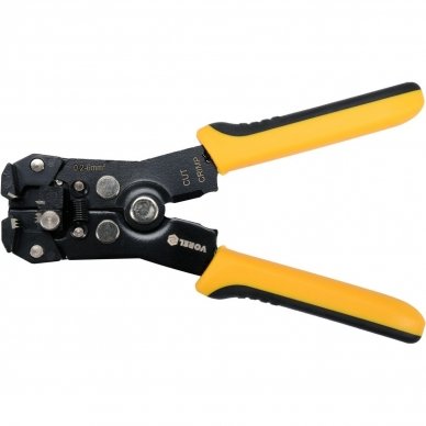 Universal wire stripper and ratchet crimping pliers