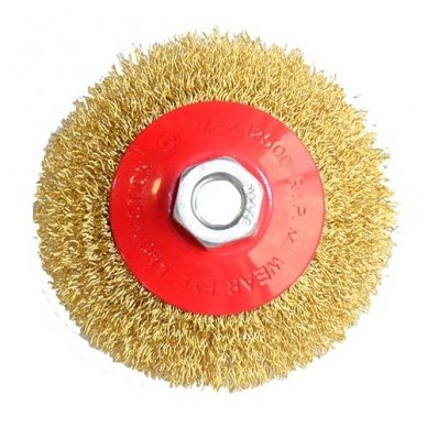 Crimped wire bevel wheel brush