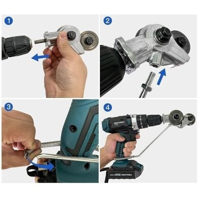 Sheet metal refitting shears attachment for drill 3