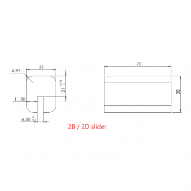 Slider for PL-4.0-2B / 2D. Spare part 1