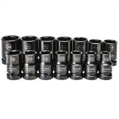 1/2" Dr. Impact socket set thin wall 14pcs (10-24mm) 1