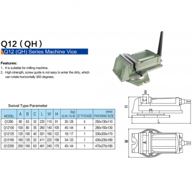 QB machine swivel vice 160mm 1