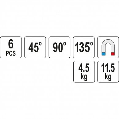 Magnetic welding holder set (6pcs)(45°-90°-135°) 2