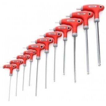 T-Handle ball point hex key set 2-10mm 11pcs