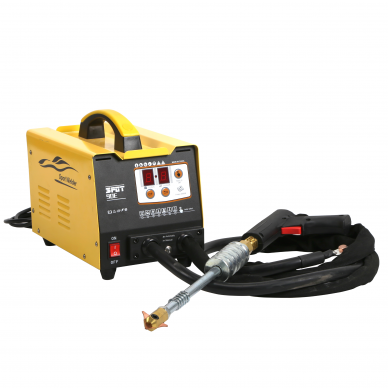 Spot welding machine and dent bar set