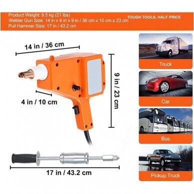 Spot welding machine and dent bar set in plastic box 6