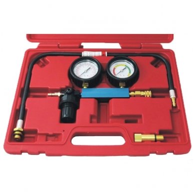 Petrol engine cylinder leakage tester - double gauge