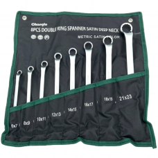 Double ended double deep offset ring spanner set 8pcs (6-23mm)