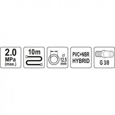 Žarna hibridinė su išoriniais sriegiais 3/8" (Ø12.5x17mm) 10m 1