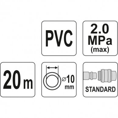 PVC air hose with quick couplers Ø10 x 14mm, 20m 1