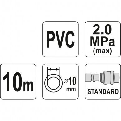 Rubber air hose with quick couplers PVC  (Ø10x14mm), 10m 1